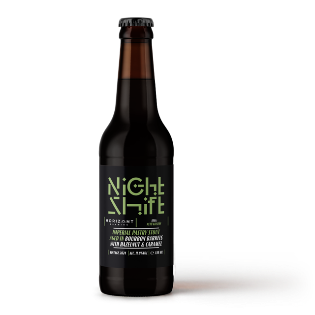 הוריזונט Night Shift 2024 Russian Imperial Stout Aged in Bourbon Barrels with Hazelnut & Caramel (חסר במלאי)