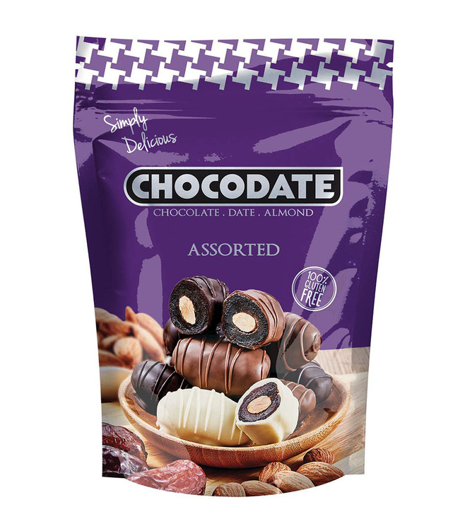 Chocodate תמרים ממולאים בשקד מצופה שוקולד 