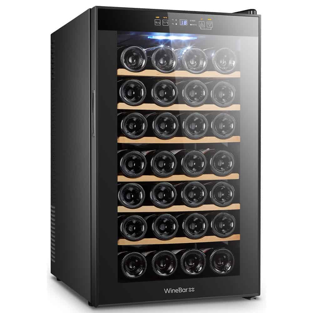 מקרר יין 28 בקבוקים דיגיטלי WINEBAR דגם: CW-70L + מדפי עץ (חסר במלאי)